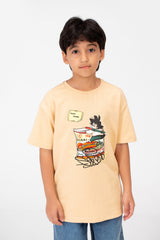 Boy's Front Graphic Print Half Sleeve T-Shirt