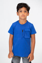 Boys Round Neck T-shirt With A Pocket And Zipper On The Front