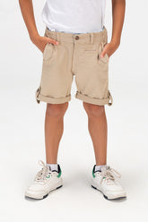 Boys Casual Gabardine Shorts With Tomato Print On The Back