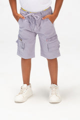 شورت غاباردين للأولاد بحزام خصر مطاطي وجيوب جانبية بسحاب