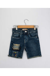 Boy's Slim Fit Cutting Details Soft Jeans Shorts
