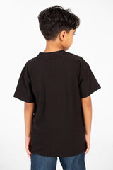 تي شيرت للأولاد بأكمام قصيرة ورقبة دائرية بألوان أساسية يومية