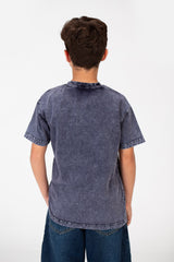 تي شيرت أساسي مغسول برقبة دائرية للأولاد