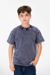 تي شيرت أساسي مغسول برقبة دائرية للأولاد