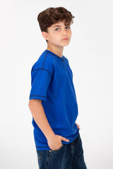 تي شيرت أساسي كبير الحجم للأولاد بأكمام نصفية