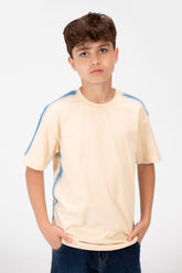 تي شيرت أساسي كبير الحجم للأولاد برقبة دائرية