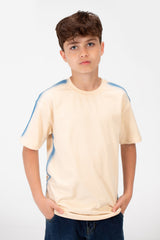 تي شيرت أساسي كبير الحجم للأولاد برقبة دائرية