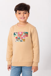 سويت شيرت للأولاد مبطن برقبة مستديرة بتصميم عصري فريد من نوعه من الأمام والخلف