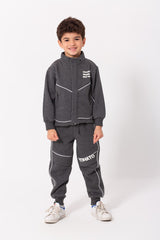 Boy's Padded Front & Back Printed Made Of Melton Training Suit