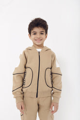 Boy's Padded Front & Back Printed Made Of Soft Melton Side Pockets Training Suit