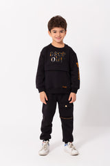 Boy's Padded Front & Sleeves Printed Made Of Comfort Melton Training Suit