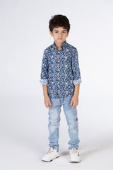 Boys Regular Fit Jakar Shirt With Long Sleeves And Collar