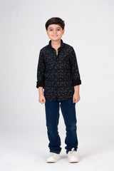 Boys Long-Sleeved jacar Poplin shirt With Full Print