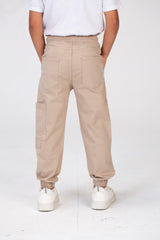 Boys Gabardine Pants With Elastic Waistband And A Distinctive Side Pocket