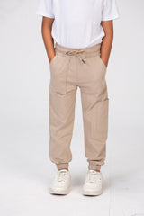 Boys Gabardine Pants With Elastic Waistband And A Distinctive Side Pocket