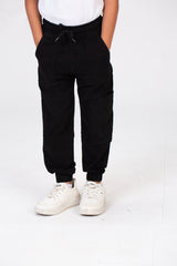 Boys Gabardine Pants With Elastic Waistband And A Distinctive Side Pocket