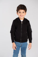 بلوفر صوف أساسي مبطن بسحاب كامل وقصة ضيقة للأولاد بتصميم فريد