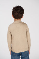 بلوفر صوف أساسي مبطن بسحاب كامل للأولاد بتصميم فريد