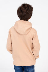 سويت شيرت للأولاد بغطاء رأس مع طباعة نصية على المقدمة