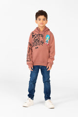 Boy's Printed Hood Sweatshirt With Kangaroo Pocket