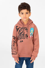 Boy's Printed Hood Sweatshirt With Kangaroo Pocket