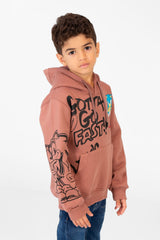 Boy's Printed Hood Sweatshirt With Kangaroo Pocket