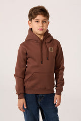 Boy's Tomato Slim Fit Long Sleeve Hoodie Sweatshirt With Front Kangaroo Pocket