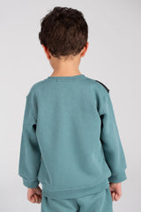 Boy's Padded Printed Made Of Soft Melton Front Pocket Pants Training Suit