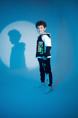 Boy's Padded Front & Sleeves Printed Made Of Soft Melton Hooded Training Suit