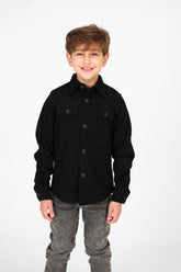 Boy's Velvet Button Front Long Sleeve Shirt