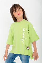 Girl's Summer Casual Short Sleeve Round Neck Oversized Cotton T-Shirt