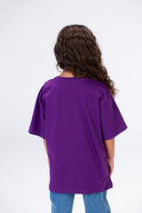 Girls Round Oversize T-shirt With Front Print And Short Sleeves
