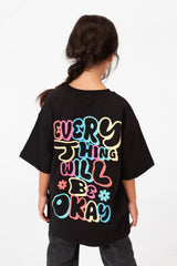 Girl's Summer Melton Lycra Round Neck Short Sleeves T-shirt With A Back Text Print