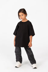 Girl's Summer Melton Lycra Round Neck Short Sleeves T-shirt With A Back Text Print