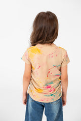 تي شيرت صيفي للبنات بأكمام قصيرة ورقبة مستديرة وطبعة ألوان ميلتون