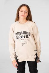 Girl's Round Neck Printed Sweatshirt In A Unique Cut