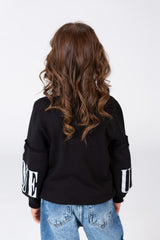 Girl's Printed Round Neck Sweatshirt With A Modern Cut In Melton Material