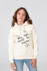 Girl's Sweatshirt With Hood And Front Print