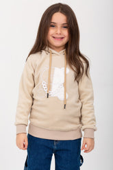 Girls Hoodie Padded Front Printed Hooded Sweatshirt