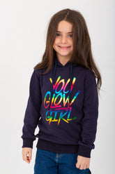 Girl's Padded Hooded Front Unique Print Hoodie Sweatshirt
