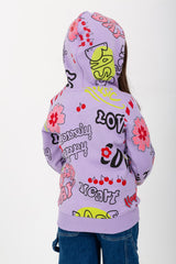 Girl's Hoodie Padded Front & Back Printed Hooded Sweatshirt