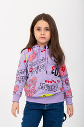 Girl's Hoodie Padded Front & Back Printed Hooded Sweatshirt