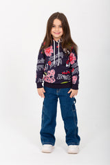 Girl's Hoodie Padded Front & Back Printed Hooded Sweatshirt