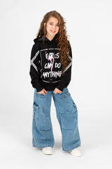 Girl's Printed Hood Sweatshirt With Long Sleeves