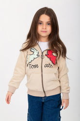 Girl's Winter Hooded Front Printed Sweatshirt