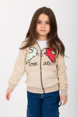 Girl's Winter Hooded Front Printed Sweatshirt