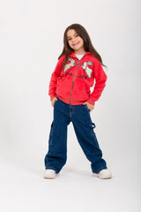 Girl's Winter Hooded Front Printed Sweatshirt