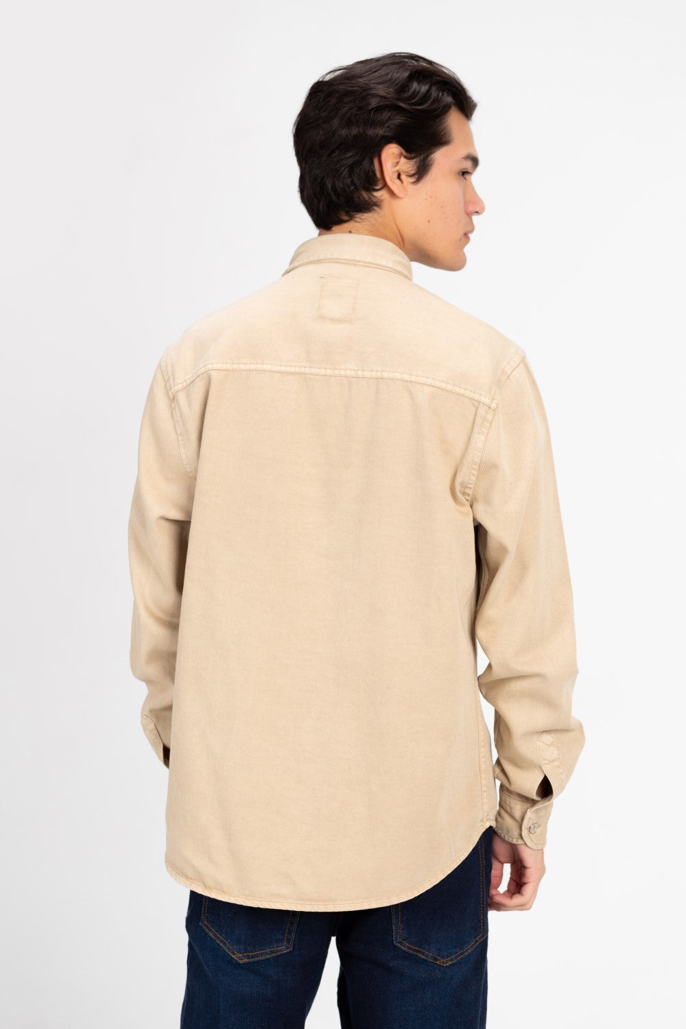Men's Basic Gabardine Shirt With Front Buttons And Pockets