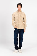 Men's Basic Gabardine Shirt With Front Buttons And Pockets