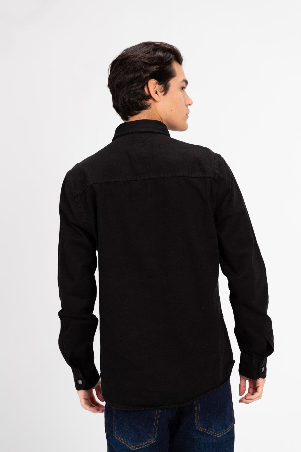 Men's Basic Gabardine Shirt With Front Buttons And Pockets